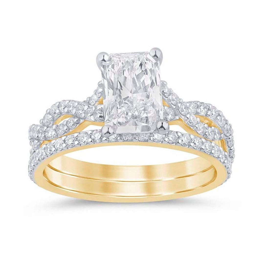 LG - 14K 2.30CT D-BRIDAL SET LDS RADCT/RDS CNTR RDC 1.52CT CERTIFIED
